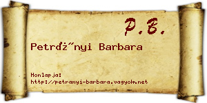 Petrányi Barbara névjegykártya