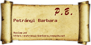 Petrányi Barbara névjegykártya